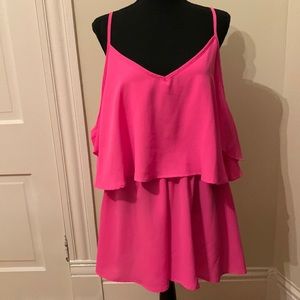 Lila Clothing Company Pink Romper. Off-the-shoulder SZ LG EUC